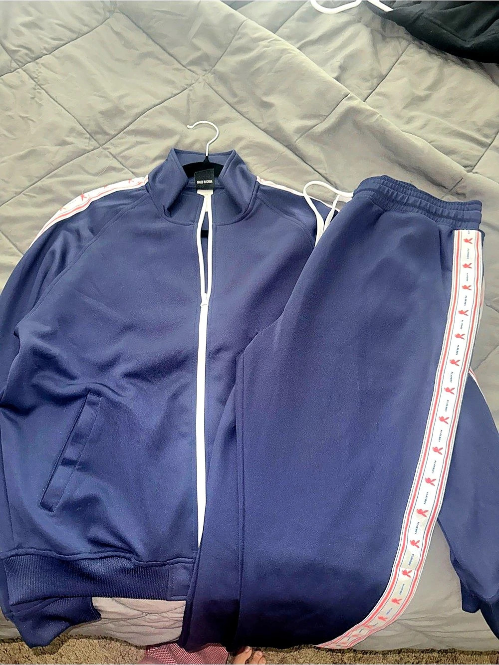 Playboy Men's Blue Track Jacket & Pants Set